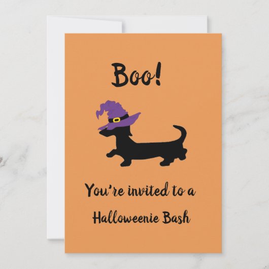 Uitnodigingen van de Oranje Dachshund Witch Hallow (Voorkant)