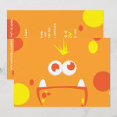 Uitnodigingen van de Oranje Monster Face Party (Voorkant / Achterkant)