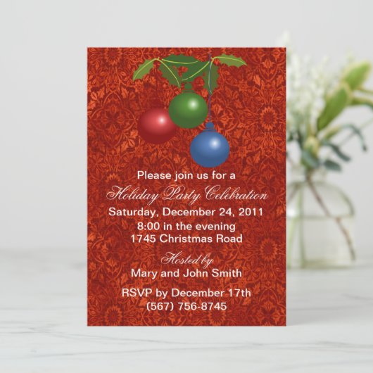 Uitnodigingen van de ornament-feestdag (Staand voorkant)