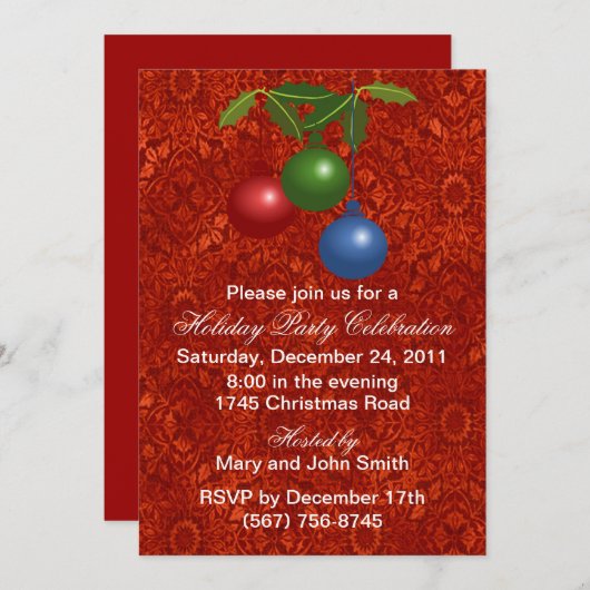 Uitnodigingen van de ornament-feestdag (Voorkant / Achterkant)