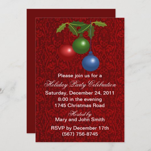 Uitnodigingen van de ornament-feestdag (Voorkant / Achterkant)