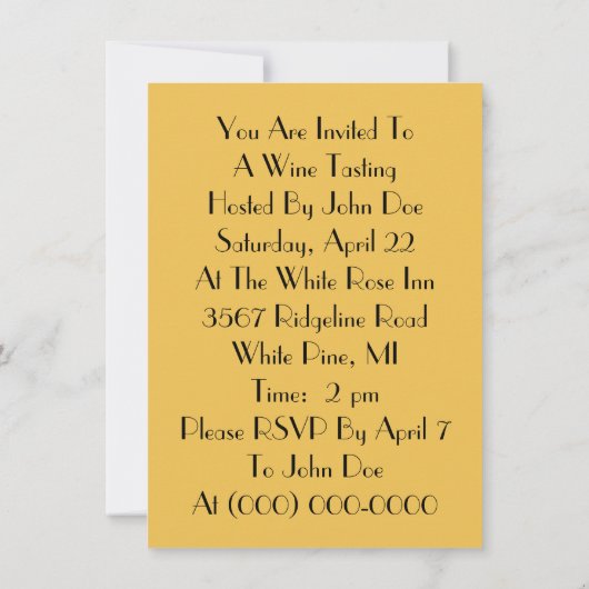 Uitnodigingen van de oude Wereldwijnpartij (Achterkant)