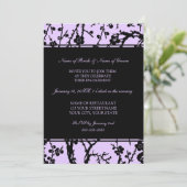 Uitnodigingen van de Paarse Black Floral Engagemen (Staand voorkant)