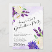 Uitnodigingen van de Paarse Boho Floral Graduation (Voorkant)