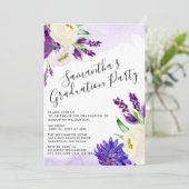 Uitnodigingen van de Paarse Boho Floral Graduation (Staand voorkant)