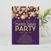 Uitnodigingen van de Paarse Gold Mardi Gras Party (Staand voorkant)