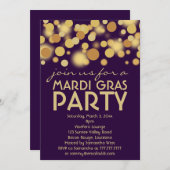 Uitnodigingen van de Paarse Gold Mardi Gras Party (Voorkant / Achterkant)