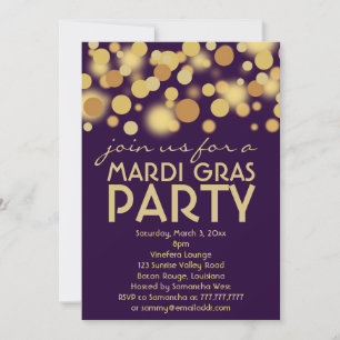 Uitnodigingen van de Paarse Gold Mardi Gras Party