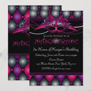 Uitnodigingen van de Paarse Masquerade Party