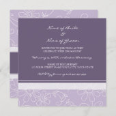 Uitnodigingen van de Paarse White Floral Engagemen (Voorkant / Achterkant)