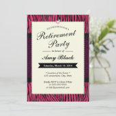 Uitnodigingen van de Paarse Zebra Stripes Retireme (Staand voorkant)