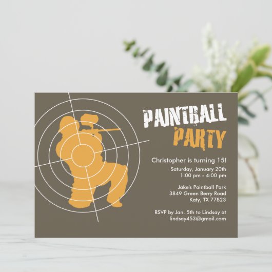 Uitnodigingen van de Paintball Party (Staand voorkant)