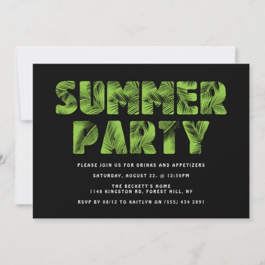 Uitnodigingen van de Palm Leaf Summer Party (Voorkant)