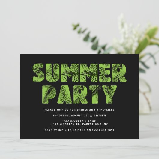 Uitnodigingen van de Palm Leaf Summer Party (Staand voorkant)