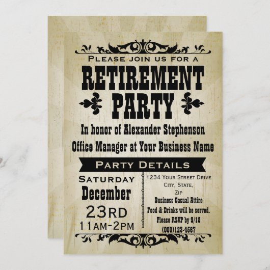 Uitnodigingen van de partij (Voorkant / Achterkant)