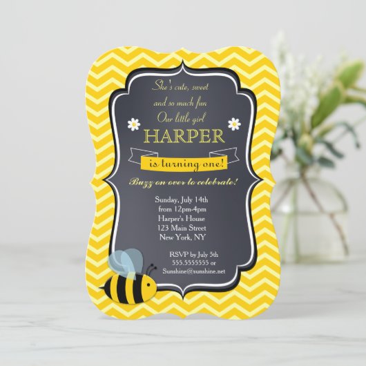 Uitnodigingen van de partij "Bee Birthday" (Staand voorkant)