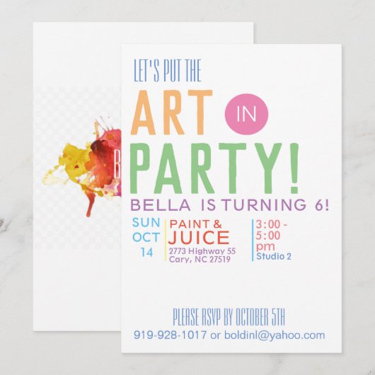 Uitnodigingen van de partij Birthday (Voorkant / Achterkant)