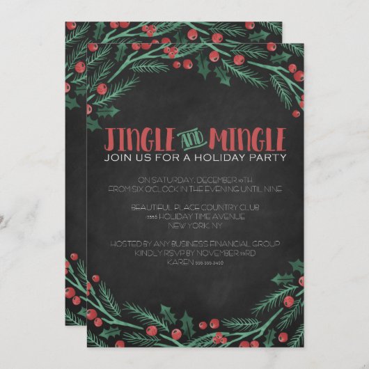 Uitnodigingen van de partij Chalk Jingle en Mingle (Voorkant / Achterkant)