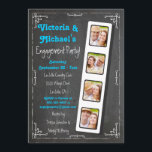 Uitnodigingen van de partij Chalkboard Film Strip<br><div class="desc">Uitnodigingen van de Cool and Modern filmstrip Engagement Party tegen een achtergrond van een bord. Geweldig voor een afstuderen, zoete zestien, verjaardagsfeest, paren douchen of elke keer dat je een fotocabine of gewoon een geweldig afbeelding van de persoon op erewoord wilt toevoegen! Vervang hier gewoon de foto's met je foto's....</div>
