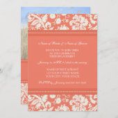 Uitnodigingen van de partij Coral Damask Photo Eng (Voorkant / Achterkant)