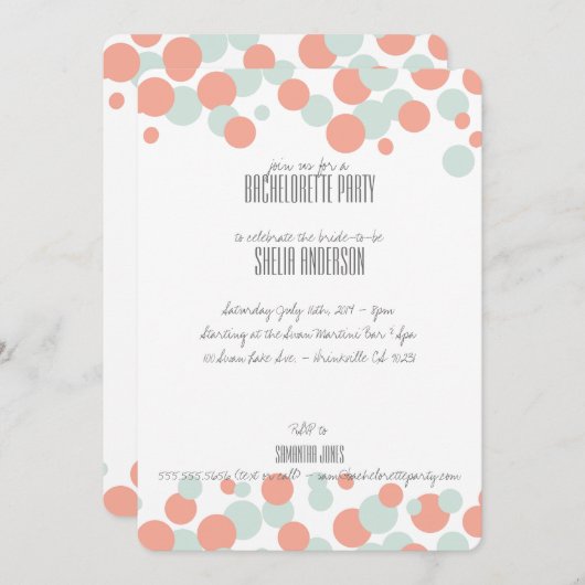 Uitnodigingen van de partij Coral & Mint Bubbles (Voorkant / Achterkant)