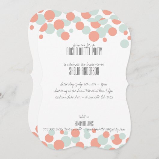 Uitnodigingen van de partij Coral & Mint Bubbles (Voorkant / Achterkant)