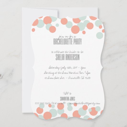 Uitnodigingen van de partij Coral & Mint Bubbles (Voorkant)