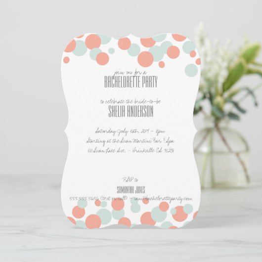 Uitnodigingen van de partij Coral & Mint Bubbles (Staand voorkant)