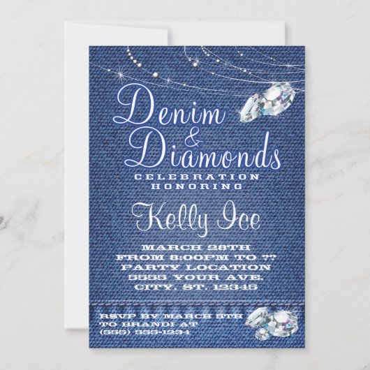 Uitnodigingen van de partij Denim en Diamonds (Voorkant)