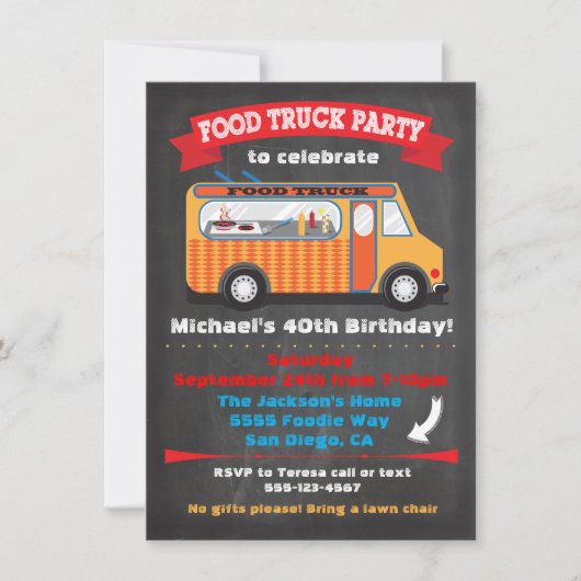 Uitnodigingen van de partij Food Truck (Voorkant)