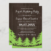 Uitnodigingen van de partij Forest Birthday (Voorkant / Achterkant)