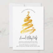 Uitnodigingen van de partij Gold kerstboomfeestdag (Voorkant)