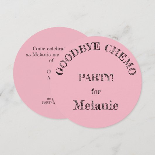Uitnodigingen van de partij "Goodbye Chemo" (Voorkant / Achterkant)