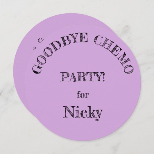 Uitnodigingen van de partij "Goodbye Chemo" (Voorkant / Achterkant)