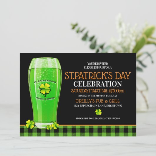 Uitnodigingen van de partij Green Beer St. Patrick (Staand voorkant)