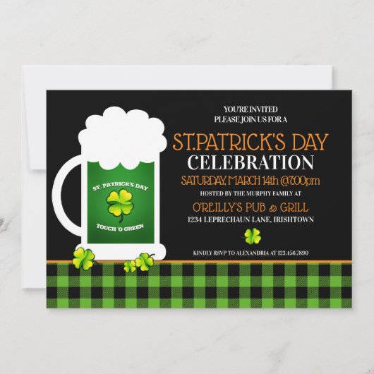 Uitnodigingen van de partij Green Beer St. Patrick (Voorkant)