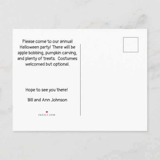 Uitnodigingen van de partij Halloween Bash (Achterkant)