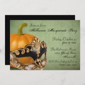 Uitnodigingen van de partij Halloween Masquerade (Voorkant / Achterkant)