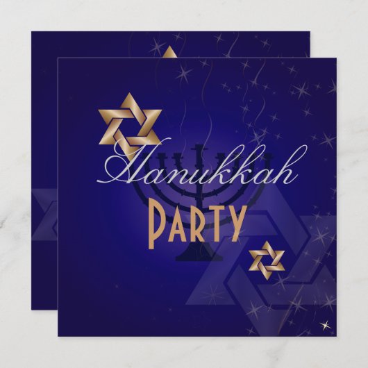 Uitnodigingen van de partij Hanukkah (Voorkant / Achterkant)
