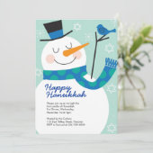 Uitnodigingen van de partij Hanukkah met Snowman (Staand voorkant)