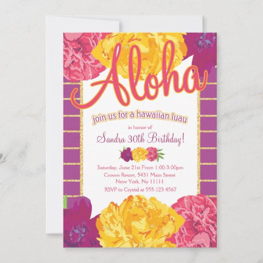 Uitnodigingen van de partij Hawaiian Luau (Voorkant)