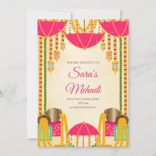 Uitnodigingen van de partij Henna (Voorkant)