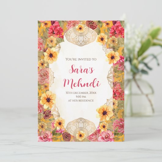 Uitnodigingen van de partij Henna (Staand voorkant)