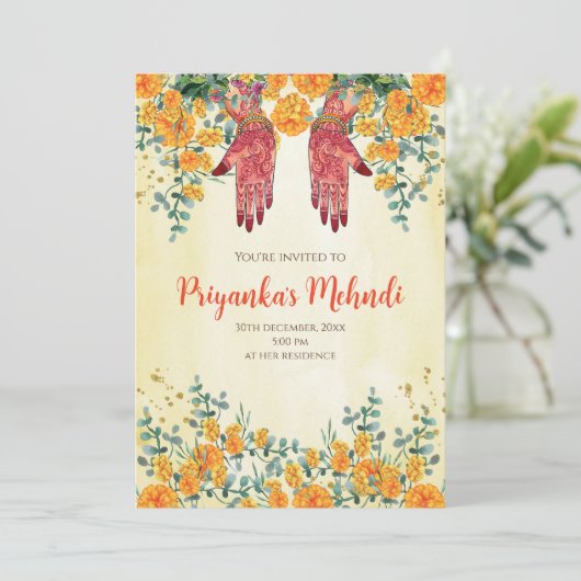 Uitnodigingen van de partij Henna en uitnodigingen (Staand voorkant)