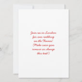 Uitnodigingen van de partij Londen, Engeland (Achterkant)