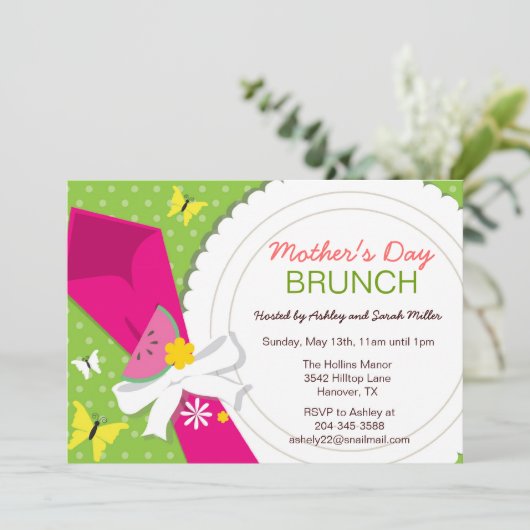 Uitnodigingen van de partij moederdag Brunch (Staand voorkant)