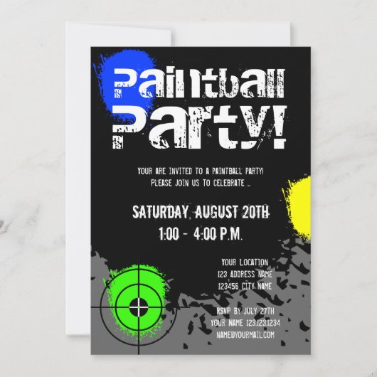 Uitnodigingen van de partij Paintball | Aangepaste (Voorkant)