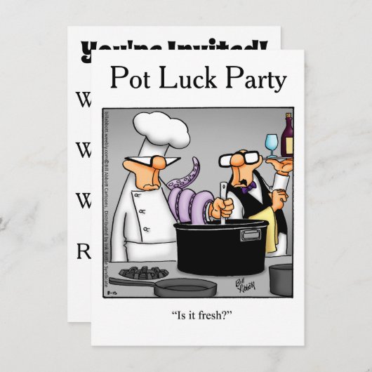 Uitnodigingen van de partij Pot Luck (Voorkant / Achterkant)