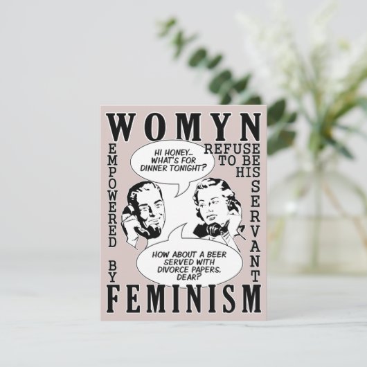 Uitnodigingen van de partij Retro Feminist Humor D (Staand voorkant)
