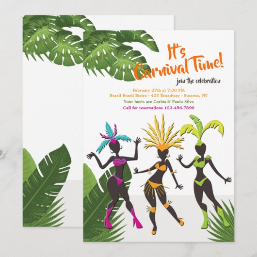 Uitnodigingen van de partij Rio Samba (Voorkant / Achterkant)